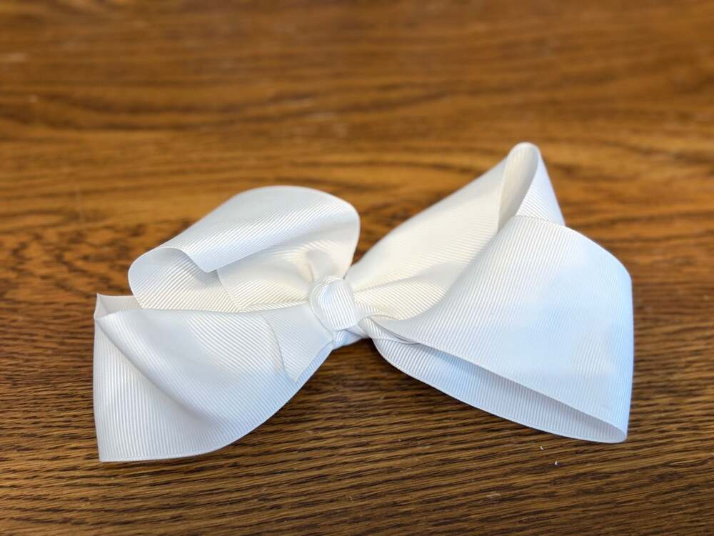 White Grosgrain Ribbon Hair Bow Alligator Clip